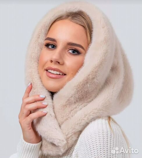 Меховой капюшон, капр размер 55-60