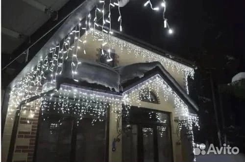 Гирлянда уличная бахрома разные размеры и цвета