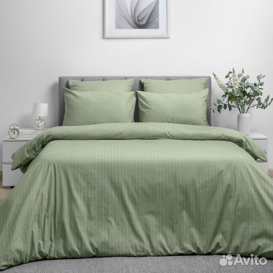 Постельное белье однотонное страйп сатин и дизайн