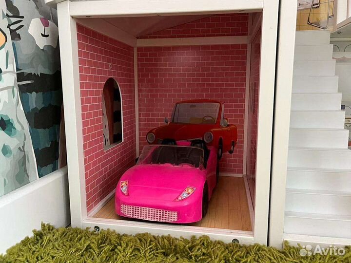 Деревянный кукольный домик для барби с мебелью