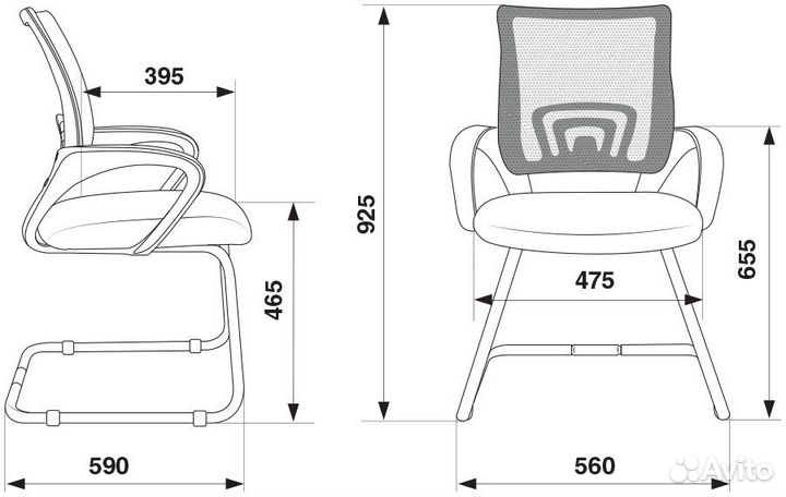 Кресло на полозьях, CH-695N-AV, черный