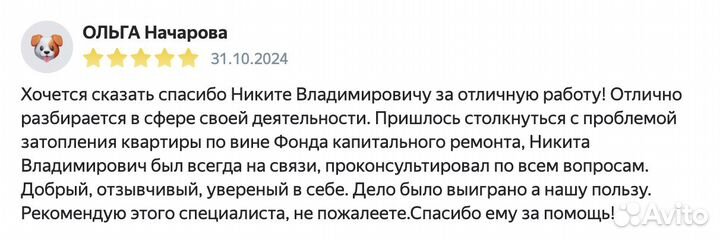 Юрист по жилищным спорам/ Затопления/ дду