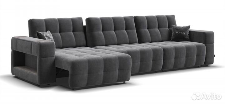 Диван boss.XO MAX велюр серый / wood Rock