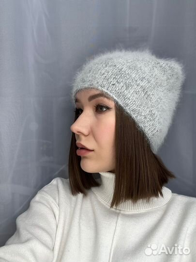 Шапка бини женская пух норки
