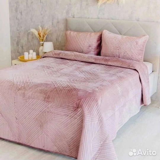 Покрывало стеганное, велюр-хлопок