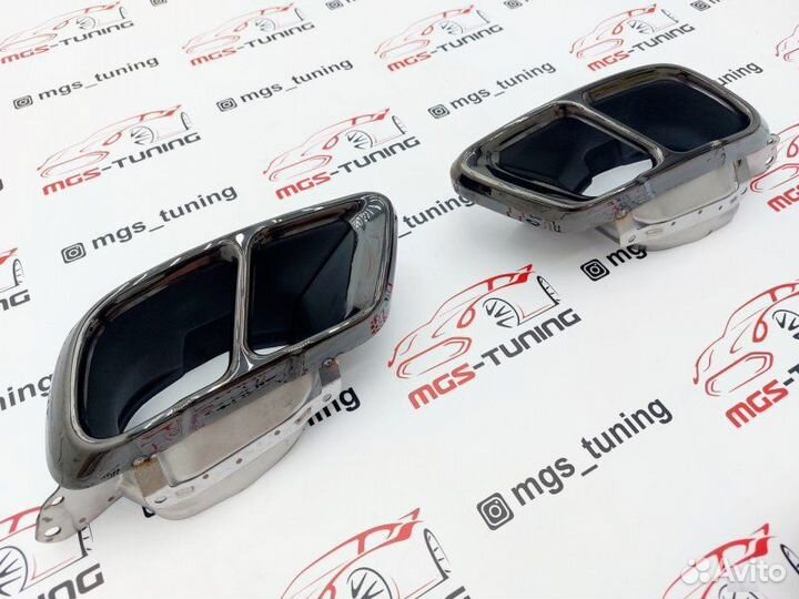 Двойные черные насадки на BMW X5/X6/X7 G05/G06/G07