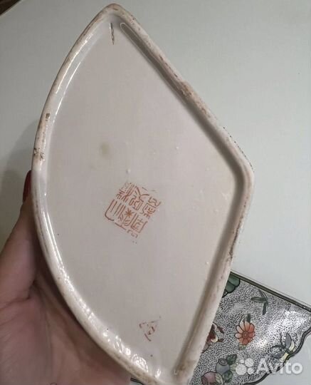 Старинная веерная шкатулка Старый Китай фарфор