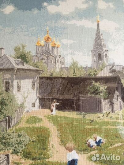 Московский дворик, вышитая крестиком