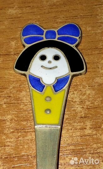 Серебряная чайная (детская) ложка с эмалью(2). 925