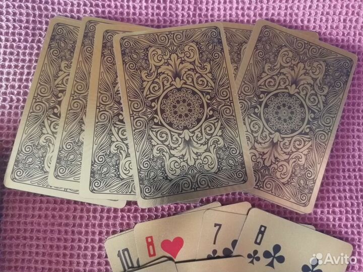 Игральные карты фольгированые, мини, золоченые
