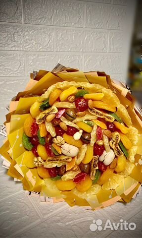 Вкусные и полезные сухофруктовые корзины, букеты