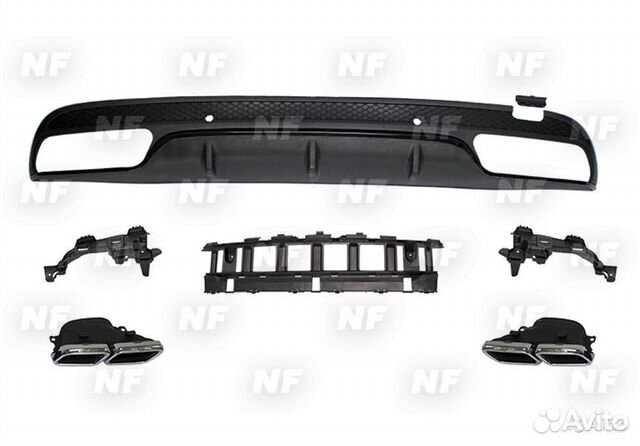 Диффузор с насадками 63 AMG Mercedes W205