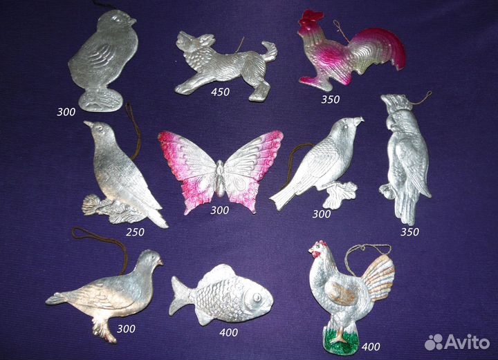 Елочные игрушки картонные, картонаж времён СССР