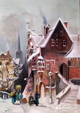 Старинный голландский пейзаж. Холст, масло