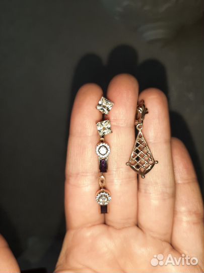 Серебро позолоченое серьги
