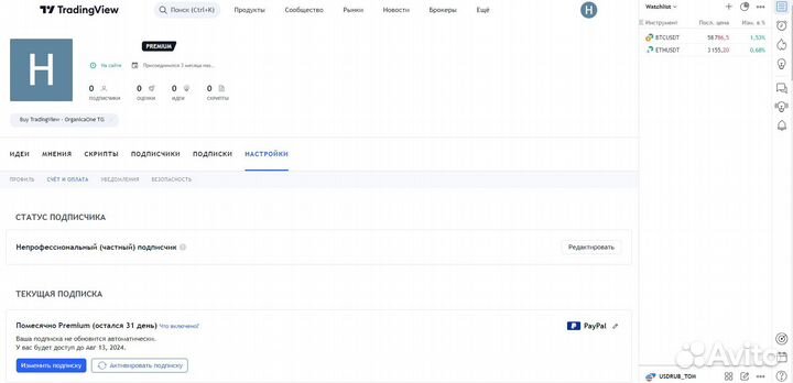 TradingView Premium / Plus 30-60-365 дней