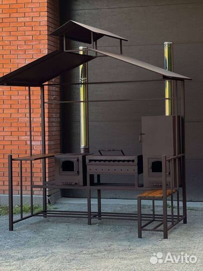Мангальная зона беседка барбекю коптильня гриль