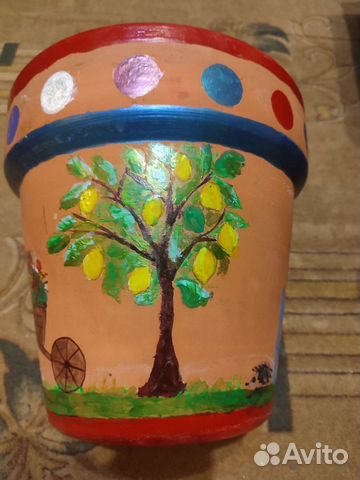 Горшок керамический для цветов ручная роспись 10л