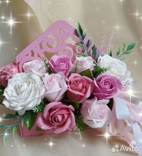 Букет из мыльных роз