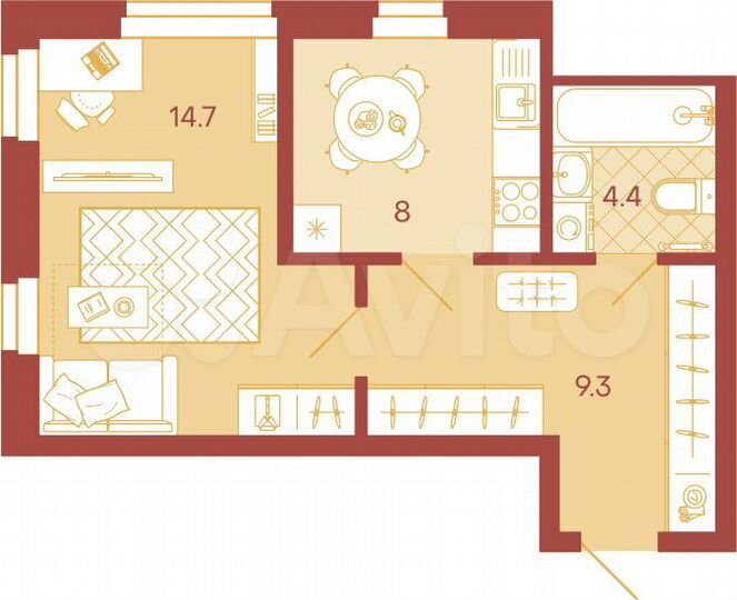 1-к. квартира, 36,4 м², 4/18 эт.