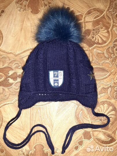 Шапка детская на мальчика от 0 до 3 мес