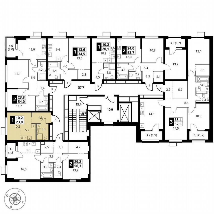 Квартира-студия, 23,8 м², 17/18 эт.