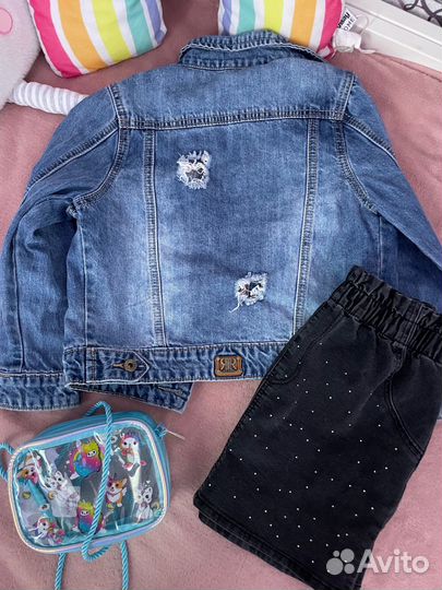 Джинсовая куртка и юбка 116-122