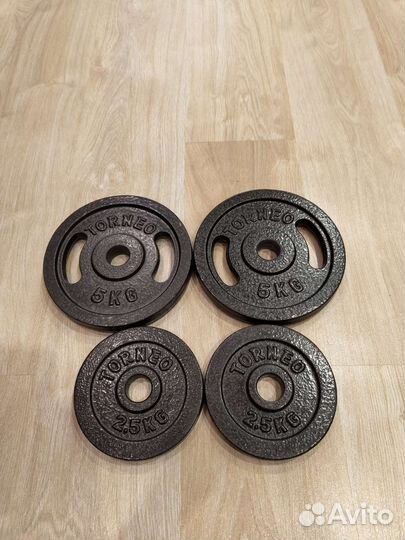 Блины torneo 5 и 2.5 кг гантеля