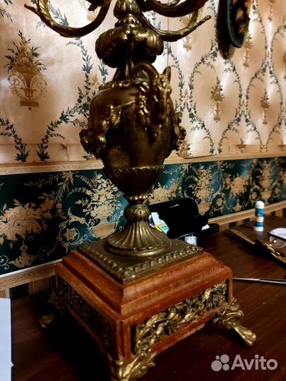 Старинный Канделябр. Бронза+дерево