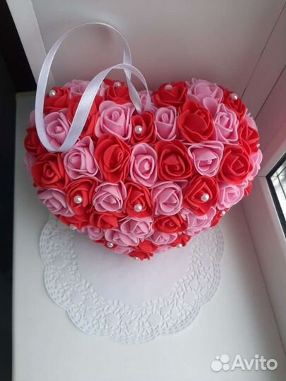 Подвесное сердце из роз (handmade, новое)