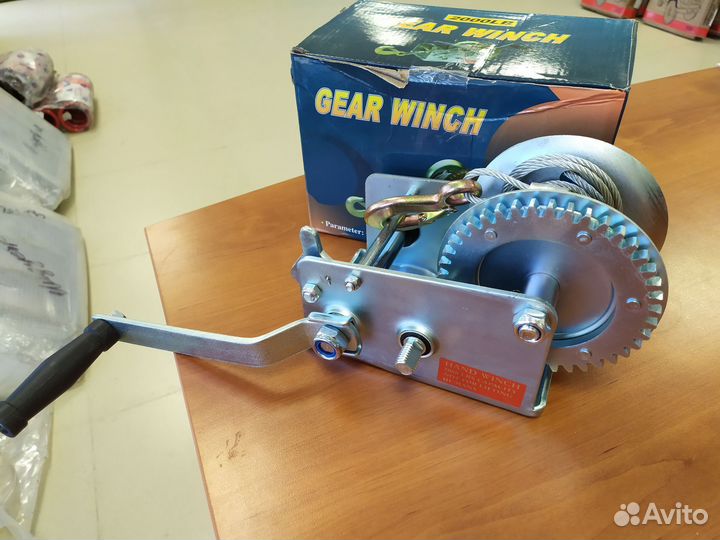 Лебедка ручная барабанная 2000LBS/900кг трос сталь