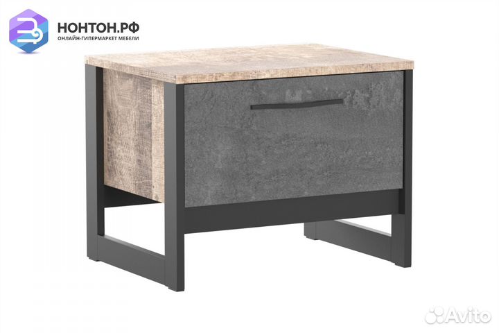 Тумба прикроватная Hugo тип-2 дуб гранж / железный