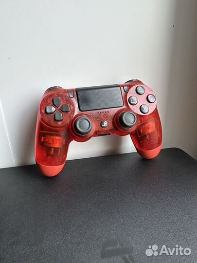 Джостик ps4 оригинал геймпад красный прозрачный