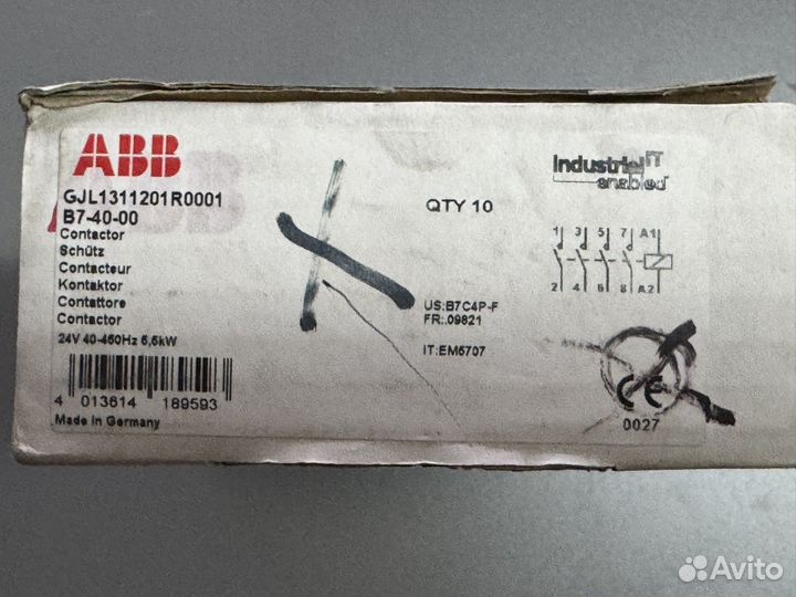 Миниконтактор ABB B7-40-00 12A(20А)
