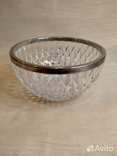 Хрустальный салатник с металлом