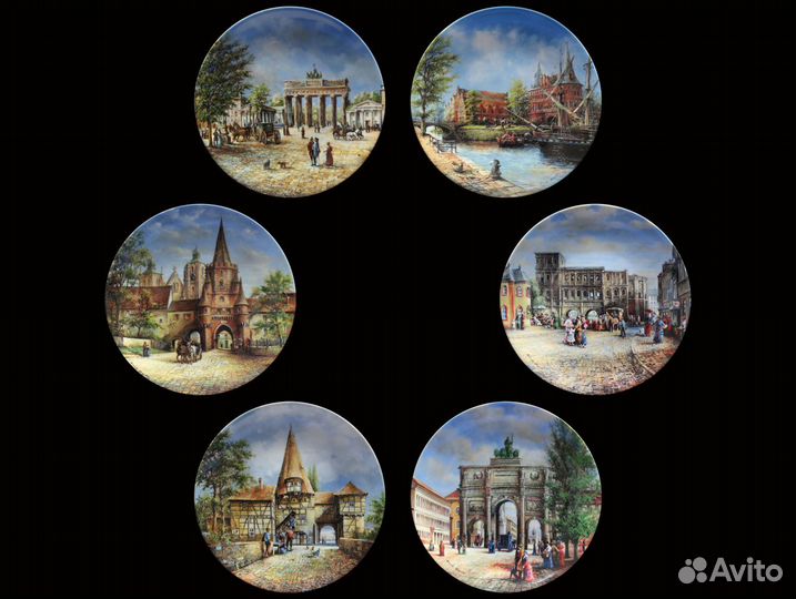Винтаж Городские ворота декоративные тарелки супер