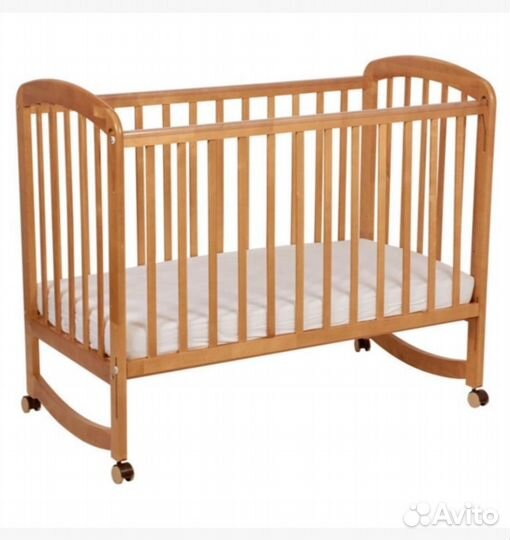 Детская кроватка качалка с матрасом и бортиками