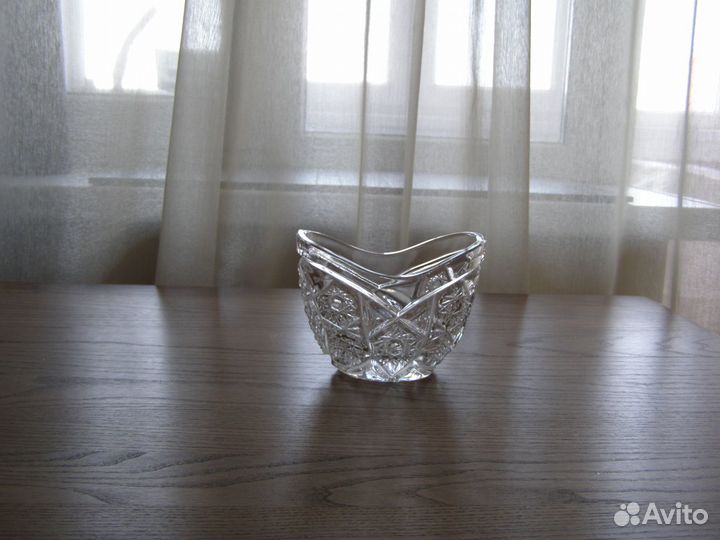 Хрустальная конфетница ладья из СССР