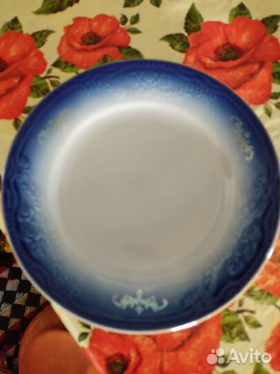 2 чашки большие фарфор кобальт+блюдце