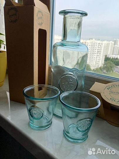 Кувшин со стаканчиками San Miguel glass