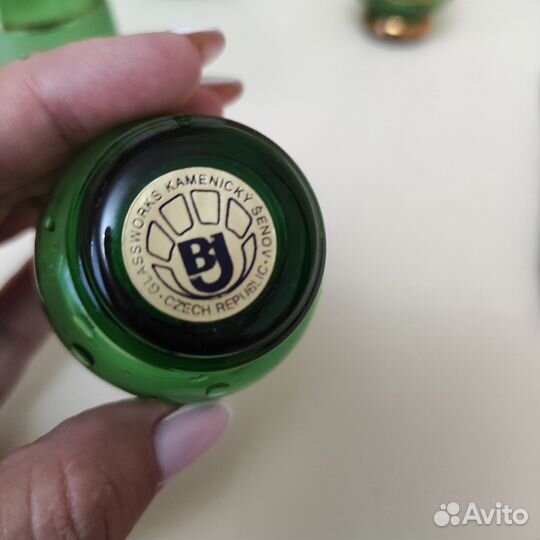 Штофы и рюмки Богемия Зеленое стекло