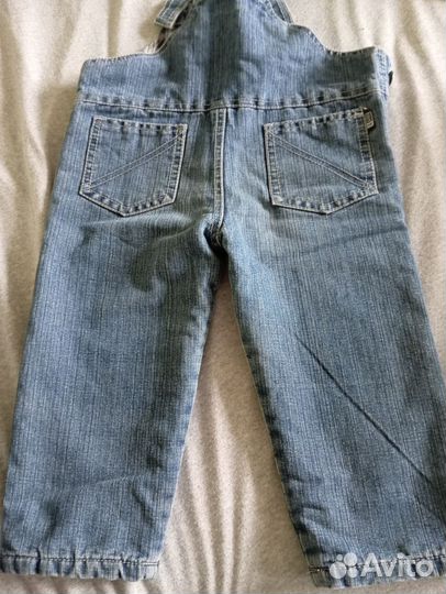 Полукомбинезон джинсовый на флисе 92-98