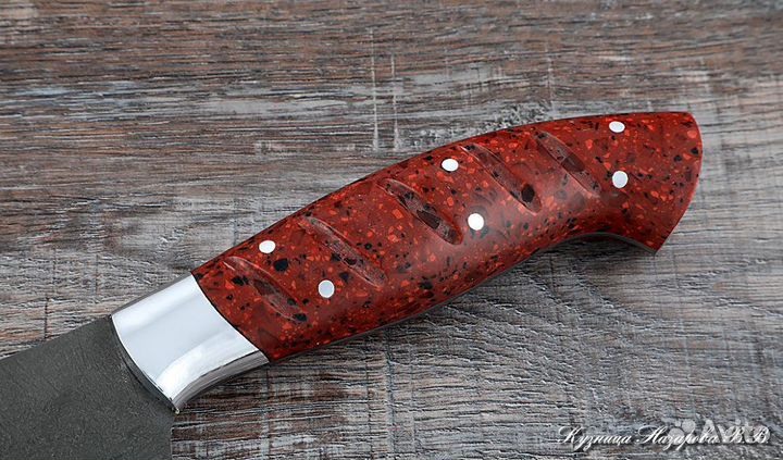 Поварской нож № 10 сталь Х12мф акрил красный