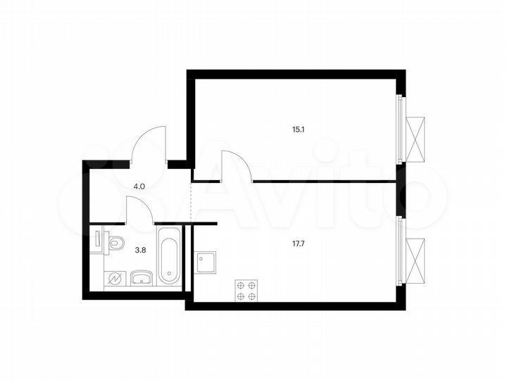 1-к. квартира, 40,6 м², 22/22 эт.