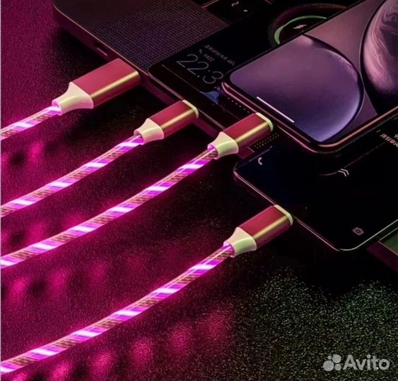 Светящиеся наушникисветящийся кабель 3В1
