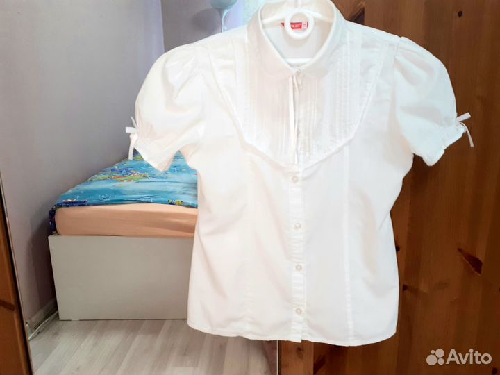 Блузка школьная белая для девочки новая Pelican146