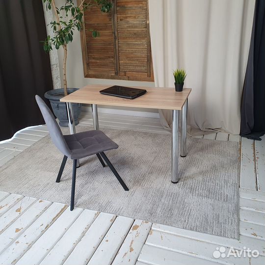 Компьютерный стол Дуб 110*60 см. Хром ножки