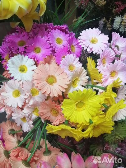 Гербера искусственная, георгин искусственный