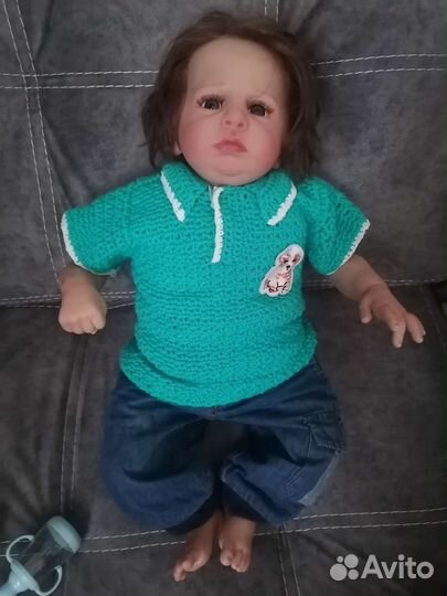 Кукла Реборн мальчик 60 см с набором одежды