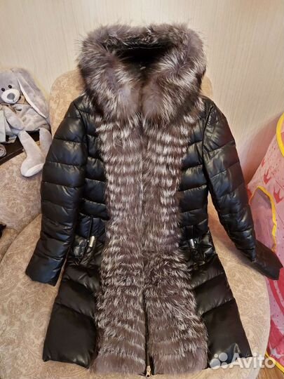 Кожаный пуховик